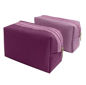 Custom RPET Recycled 600D Polyester Toiletry Bag Women Men Travel Washing Shaving Bag Beauty Square Portable Cosmetic Makeup Bag