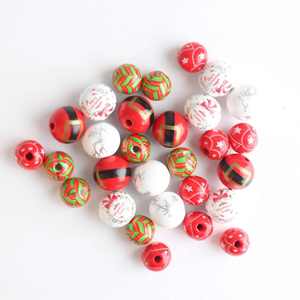 Custom 16/20mm Pattern Christmas Theme Wooden <b>Beads</b> Colorful Loose <b>Wood</b> <b>Beads</b> for Beading DIY Accessories - Product Image 1