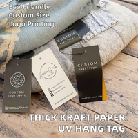 Étiquette suspendue en papier kraft épais, écologique et personnalisée, avec revêtement UV, œillet métallique et renfort pour trou de cordon, pour sacs et vêtements