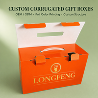 Boîte cadeau haut de gamme personnalisée en carton ondulé avec couvercle rabattable, poignée intégrée, logo en feuille d'or, emballage de marque recyclable pour aliments et fruits en gros