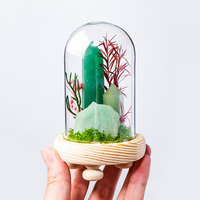 Großhandel Kristall-Obelisk Terrarium Natürlicher Edelsteinturm in Glaskuppel mit Konservierten Blumen und Moos als Wohndekoration
