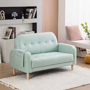Canapé 2 places moderne et minimaliste en lin mélangé bleu nordique, idéal pour salon, petit espace ou <span class=keywords><strong>location</strong></span> d'appartement - Offre Spéciale - Product Image 4
