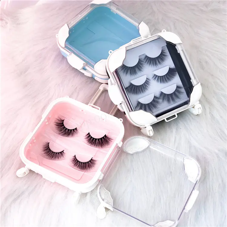 Sang Trọng Tùy Chỉnh Cứng Nhựa Lashbox Với Strip Tray Mini Vali 3D Mink Lashes Hộp Bao Bì Với Logo Lông Mi Mắt