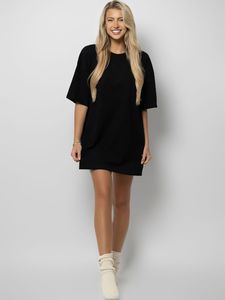 Toptan özel Logo siyah rahat artı boyutu <span class=keywords><strong>T</strong></span>-<span class=keywords><strong>shirt</strong></span> elbiseler için kadın kıyafetleri boy boş seksi gevşek yazlık <span class=keywords><strong>T</strong></span>-<span class=keywords><strong>shirt</strong></span> elbise - Product Image 2