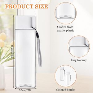 Custom Logo 480ml PET Plastic Reusable Direct Drinking Sports <b>Bottle</b> Screw-On Lid Transparent Square Design for Hiking Travel - Product Image 2