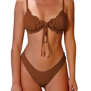 Bikini Push-Up Sólido de Micro Tanga Transpirable de Dos Piezas con Aros y Servicio OEM - Product Image 1