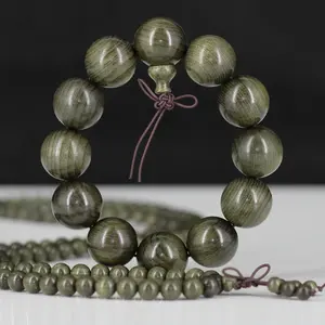 Perle buddiste di legno di sandalo rosso perline buddiste di legno perline di seta dorata e rosario stringa regalo braccialetto di legno