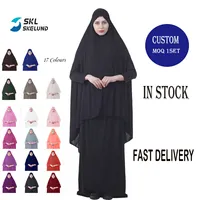 Conjunto de vestido de oração hijab feminino, popular, islâmico, 2 peças, vestido dubai, musculino, jimar, overhead, personalizado, vestido de oração muscular abaya