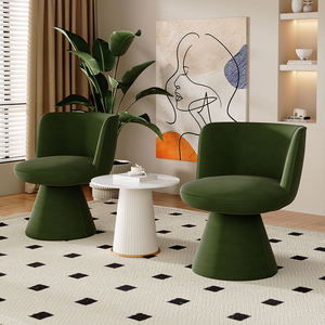 Fauteuil pivotant individuel en velours marron pour salon, chambre à coucher ou coiffeuse - Product Image 5