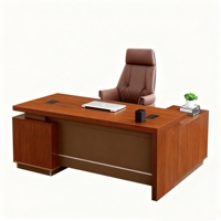 Bureau de direction, grand poste de travail en bois pour manager avec armoire de rangement - Mobilier de bureau moderne pour bureau d'entreprise