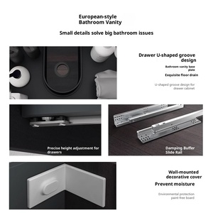 Meuble-lavabo mural modulaire simple et moderne Doporro allemand avec vasque en pierre artificielle et armoire en cendres volcaniques - Product Image 2