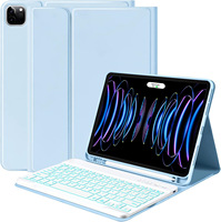 Nouvel iPad 11 10e génération, tablette 11 pouces, clavier ultra fin, étui de protection rétroéclairé RVB, emplacement pour stylet, imitation cuir, BT sans fil