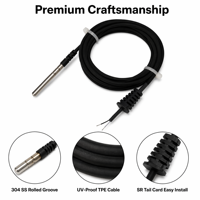 NTC Temperatursensor-Gehäuse 5K/2K/2,25K B3950 IP68 Wasserdicht Edelstahl TPE 1M für Wassertank Flüssigkeitspool Aquarium