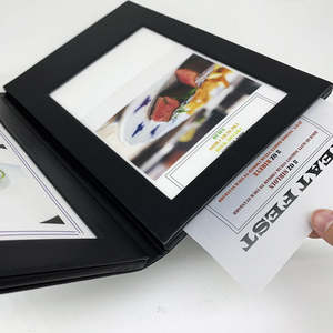 Porte-menu LED noir en gros, 4 pages, format A4, format lettre, menu LED en cuir PU pour restaurant, menu lumineux pour bar, boîte de nuit - Product Image 5