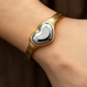 Fashion <b>Rings</b> 316L Stainless Steel PVD Gold Plating Heart Shape Adjustable For Women Men Jewelry - Product Image 2