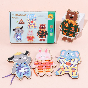 Puzzle éducatif pour animaux Ensemble de jouets Activité de couture avec cordes à enfiler Cadeau d'apprentissage pour garçons et filles de 3 ans et plus - Product Image 6