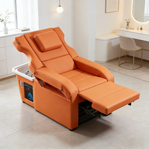 Fauteuil de massage électrique en cuir sur mesure pour spa capillaire avec bac en céramique et repose-pieds pour salon de beauté - Product Image 1
