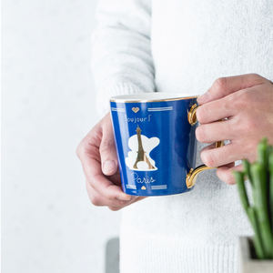 Venta al por mayor de tazas de café de cerámica de lujo AA desayuno leche taza de agua ecológica Vintage parejas regalos de cumpleaños creativos Navidad - Product Image 6