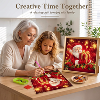 Kit de Peinture Diamant 5D DIY Vintage de Noël avec Perles Rondes et Diamants, Art Lumineux Écologique pour Adultes avec Plateau et Boîte