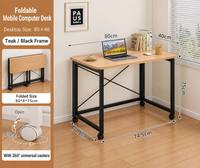 Bureau de travail robuste avec structure métallique robuste, plateau spacieux, bureau d'ordinateur stable pour le bureau à domicile, la salle d'étude