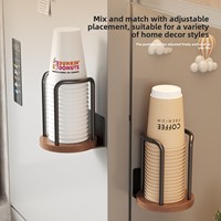 Distributeur de gobelets en bois de noyer mural sans perçage, support de rangement pour gobelets à café et à thé jetables, organisateur de comptoir et de bureau
