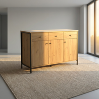 Meilleures ventes, style nordique, buffet modulaire en bois massif, grande capacité, long buffet avec tiroirs pour le salon