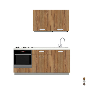 Mueble de Cocina Completo en Nogal de 180 cm con Horno y Fregadero, Diseño Moderno - Product Image 1