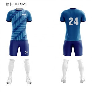 เสื้อฟุตบอลคอวีลายทางสีน้ำเงินขาวสไตล์เรโทรทรงโอเวอร์ไซส์สำหรับผู้ชายคุณภาพสูง - Product Image 3