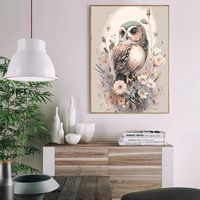 Mrnsiet Kit de Peinture à l'Huile Moderne Écologique Imprimée par Numéros pour Adultes, Motif Hibou, avec Toile, Décoration Murale pour la Maison 16x20 pouces