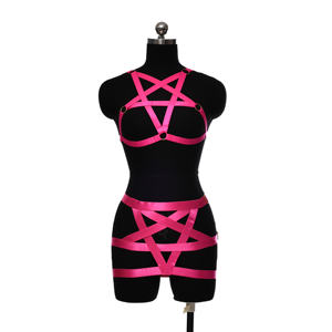 2021透明ボディケージランジェリーエロナイトウェアセクシークラブダンスウェア五芒星セクシーな女性ランジェリー純血種ベルト - Product Image 2