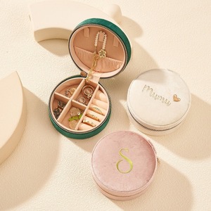 UIONEN Craft DIY 0310 Caja de Joyería Circular Clásica de Terciopelo, Almacenamiento Personalizado con Cierre, Embalaje de una Pieza - Product Image 4