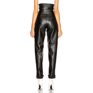 Nuovo Nero di Stile Del Cuoio Del Faux Vita Alta Pantaloni Affusolati Delle Donne Pantaloni - Product Image 3