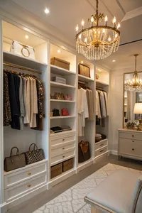 Luxury Modern Open Concept Walk-in <strong>Wardrobe</strong> Closet Melamine Wood Shelving <strong>Storage</strong> <strong>Unit</strong> for Bedroom Villa Hotel Use - Product Image 5