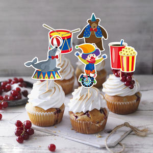 12 Adornos para Pastel de Fiesta de Cumpleaños de Carnaval, Decoraciones para Pastel con Temática de <span class=keywords><strong>Circo</strong></span>, Mini Banderas - Product Image 4