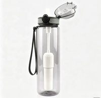 Botella de agua con filtro incorporado, sin BPA, portátil, para senderismo, camping, purificador de agua, a prueba de fugas