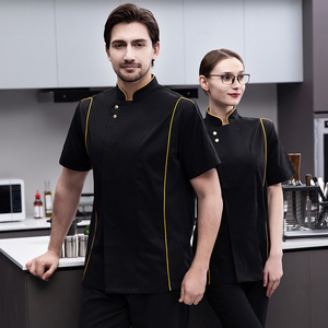 <span class=keywords><strong>Professionnel</strong></span> japonais Sushi chef <span class=keywords><strong>cuisinier</strong></span> <span class=keywords><strong>tenue</strong></span> femmes dames Chefsuniforms noir à manches courtes Chef veste <span class=keywords><strong>tenue</strong></span> - Product Image 2