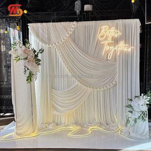 Rideau en tissu de soie glacée noire personnalisé pour les événements de mariage et les fêtes, avec des perles en mousse - Product Image 4