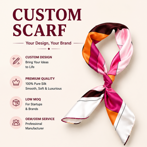 Custom <b>Silk</b> <b>Square</b> <b>Scarf</b> Women 100% <b>Silk</b> Personalized Bandana Luxury Printed Hair <b>Scarf</b> OEM ODM Manufacturer - Product Image 1