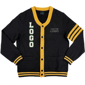Wholesale Black Custom Embroidered Knit <b>Cardigan</b> Sweater For Casual Sorority fraternity College Varsity Sweater high quality - Product Image 1