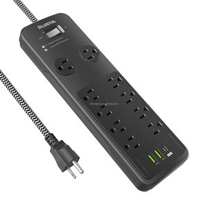 Multiprise anti-surtension 10 prises 1530J noire avec ports USB 2A+1C, en cuivre et ABS ignifuge, avec 2 indicateurs, certifiée ETL - Product Image 2