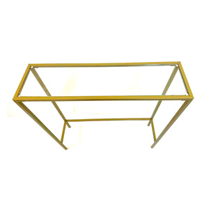 Mesa de consola estrecha dorada moderna, mesa auxiliar pequeña de vidrio templado para comedor, entrada, sala de estar, pasillo o dormitorio - Product Image 2