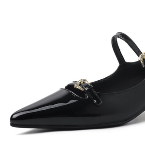 All'ingrosso <span class=keywords><strong>scarpe</strong></span> da <span class=keywords><strong>donna</strong></span> 2024 autunno moda cinturino con fibbia elegante abito a punta da festa in vera pelle viola <span class=keywords><strong>scarpe</strong></span> con tacchi bassi - Product Image 6