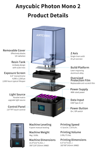 Photon Mono 2 Desktop 3D Printer Automatic Light-Curing 4K 6.6-Inch Screen High-Precision Industrial Home DIY Kit New <b>PLA</b> WiFi - Product Image 6