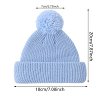 Mignon Pom Ball Tricoté Inde Chapeaux pour Bébé 0-12M Garçons Filles Solide Plié Crochet Ins Automne Hiver Chaud Bonnets Nouveau-Né Casquettes