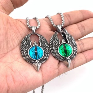 Collier pendentif œil d'aile en acier inoxydable, bijou unisexe, cadeau 216076 - Product Image 3