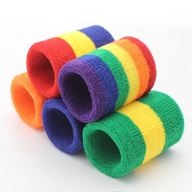 8cm Aolikes Fashion Custom Logo Sweat Gym Wrist Bands rainbow color 2024 hot wholesale