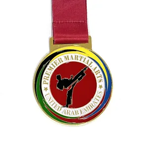 Profesyonel üretim yuvarlak altın kaplama ODM özel Metal jiu-jitsu Judo tekvando spor dövüş sanatları madalya