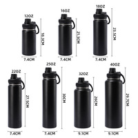 Bouteille d'eau isotherme en acier inoxydable personnalisée, écologique, sans BPA, anti-fuite, avec poignée, 40 oz, pour le sport et la gym