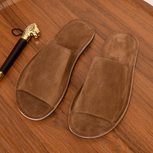 Pantuflas de Hombre de Cuero Vacuno de Alta Calidad con una Sola Banda, para Verano, Hogar y Exteriores, Antideslizantes, Desodorantes, de Cuero Nubuck, Casuales - Product Image 1