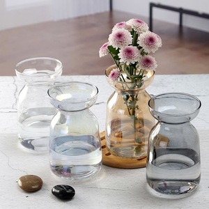 Venta al por mayor nórdicos minimalista moderno soplado a mano Floral decorativo Grey ámbar Aurora hidropónico <span class=keywords><strong>de</strong></span> <span class=keywords><strong>vidrio</strong></span> <span class=keywords><strong>reciclado</strong></span> cubierta jarrones en a granel - Product Image 1